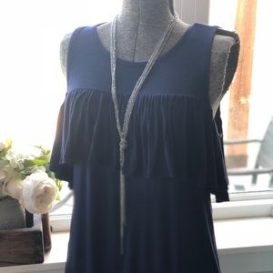 Blue Cold Shoulder Maternity Top